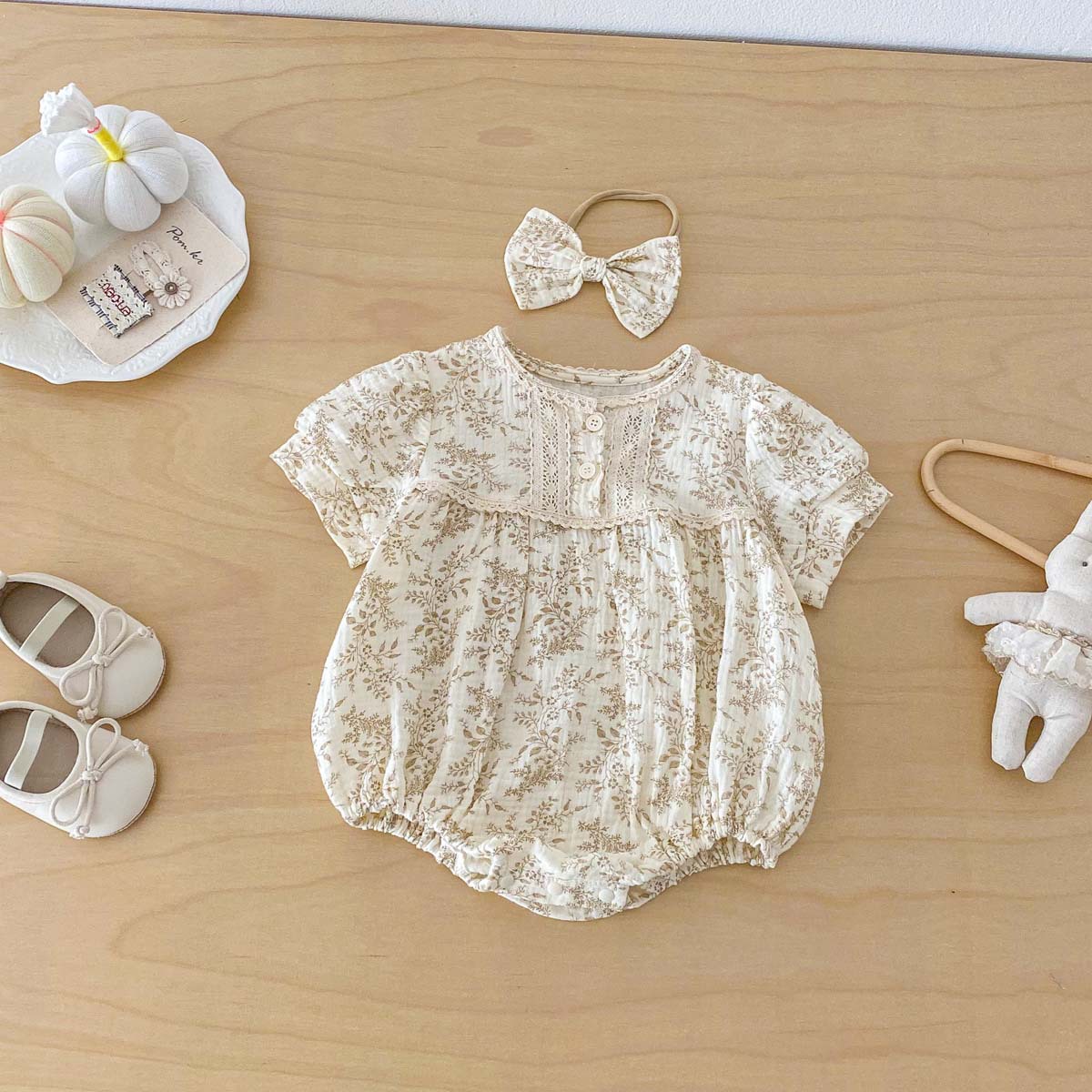 Baby Products Korean - Yazlık İnce Bebek Krep Kumaş Çiçek